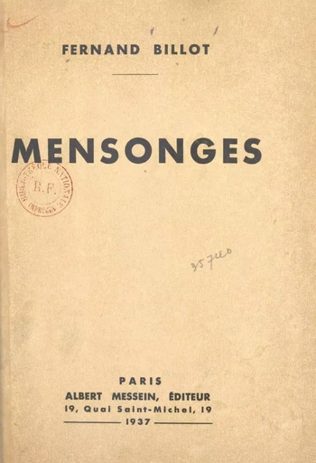 Mensonges - Fernand Billot - FeniXX réédition numérique