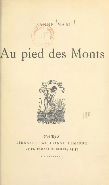 Au pied des Monts - Jeanne Mari - FeniXX réédition numérique