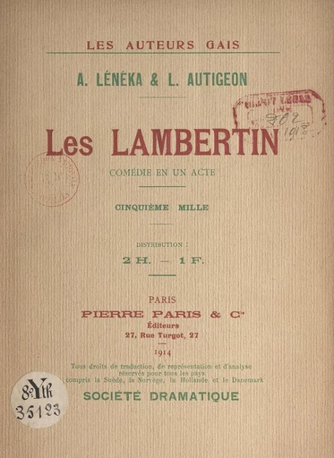 Les Lambertin - Louis Autigeon, André Lénéka - FeniXX réédition numérique