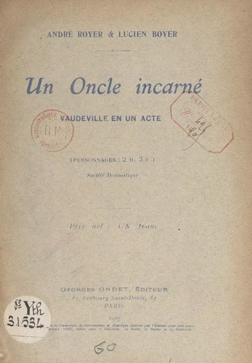 Un oncle incarné - Lucien Boyer, André Royer - FeniXX réédition numérique