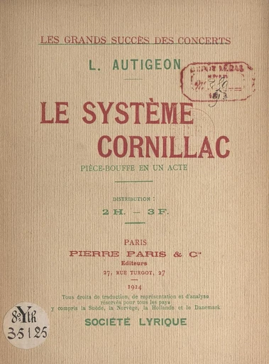 Le système Cornillac - Louis Autigeon - FeniXX réédition numérique