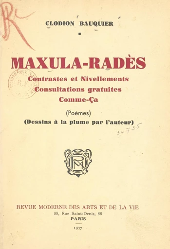 Maxula-Radès - Clodion Bauquier - FeniXX réédition numérique