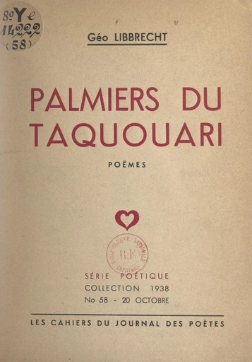 Palmiers du Taquouari - Géo Libbrecht - FeniXX réédition numérique