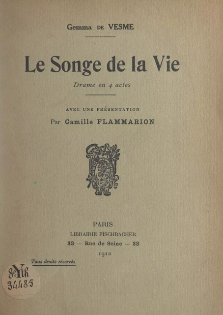 Le songe de la vie - Gemma de Vesme - FeniXX réédition numérique