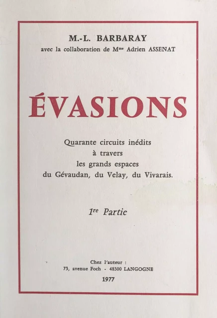 Évasions - Marie-Louise Barbaray - FeniXX réédition numérique