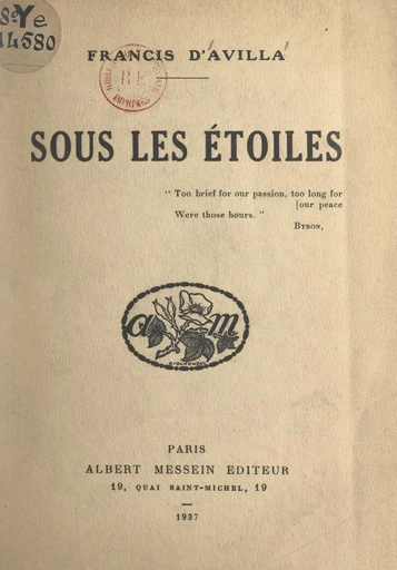 Sous les étoiles - Francis d'Avilla - FeniXX réédition numérique