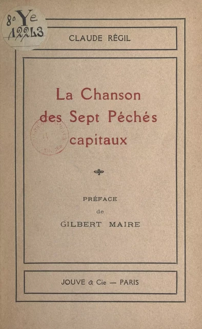 La chanson des sept Péchés capitaux - Claude Régil - FeniXX réédition numérique