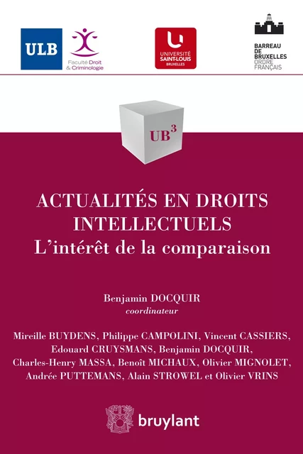 Actualités en droits intellectuels - Mireille Buydens, Philippe Campolini, Vincent Cassiers, Edouard Cruysmans, Benjamin Docquir, Charles-Henry Massa, Benoît Michaux, Olivier Mignolet, Andrée Puttemans, Alain Strowel, Olivier Vrins - Bruylant