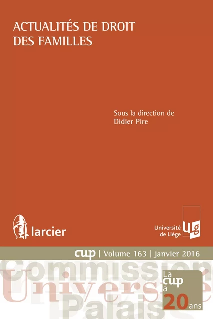 Actualités de droit des familles -  - Éditions Larcier