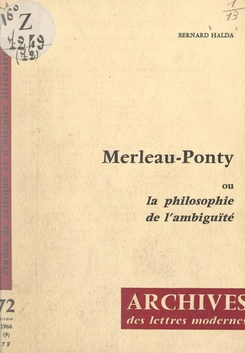 Merleau-Ponty - Bernard Halda - FeniXX réédition numérique