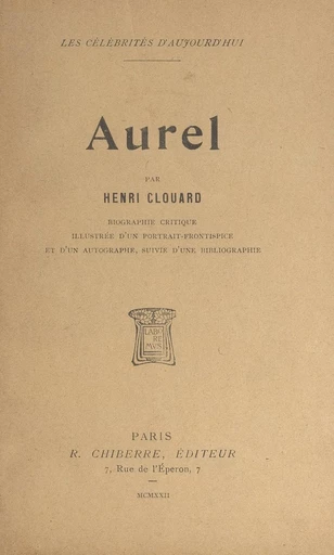 Aurel - Henri Clouard - FeniXX réédition numérique