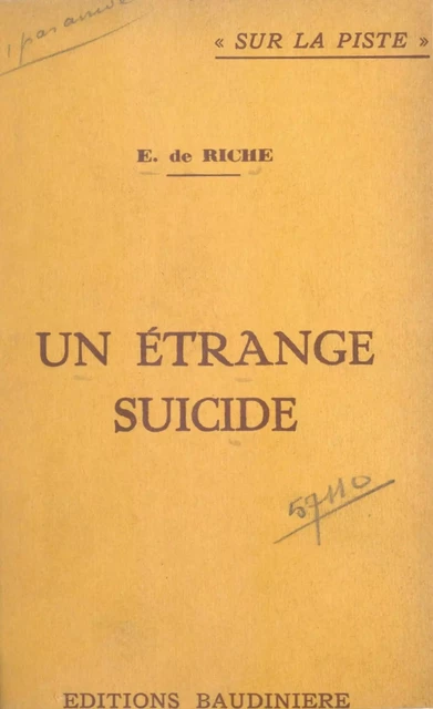 Un étrange suicide - Etienne de Riche - FeniXX réédition numérique