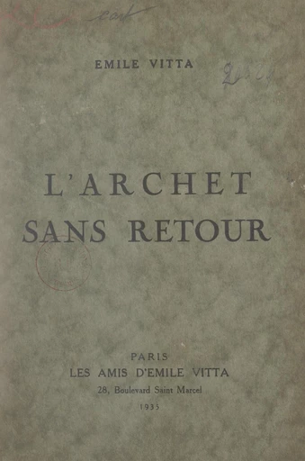 L'archet sans retour - Émile Vitta - FeniXX réédition numérique