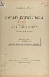 Sur la transformation des équations différentielles linéaires ordinaires