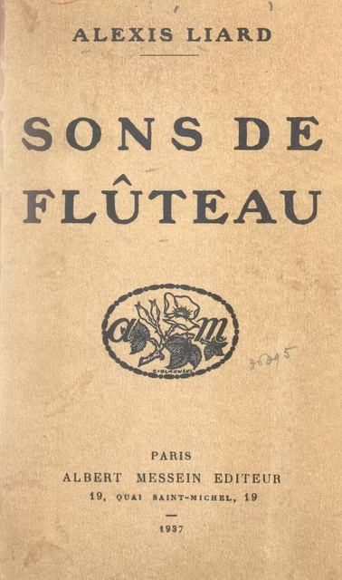 Sons de flûteau - Alexis Liard - FeniXX réédition numérique