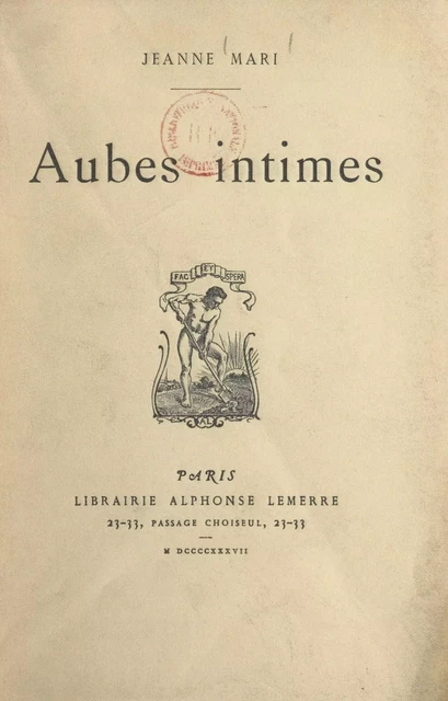 Aubes intimes - Jeanne Mari - FeniXX réédition numérique