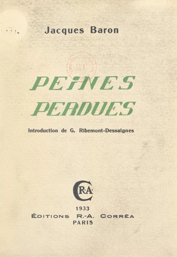 Peines perdues - Jacques Baron - FeniXX réédition numérique