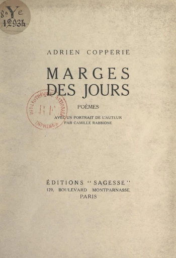 Marges des jours - Adrien Copperie - FeniXX réédition numérique