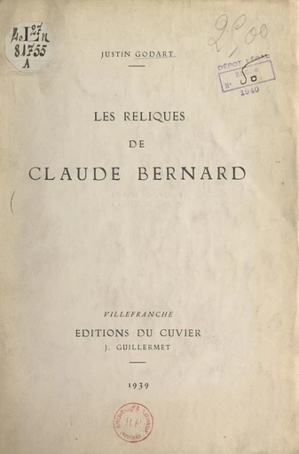 Les reliques de Claude Bernard - Justin Godart - FeniXX réédition numérique