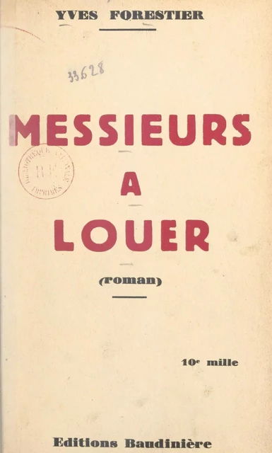 Messieurs à louer - Yves Forestier - FeniXX réédition numérique