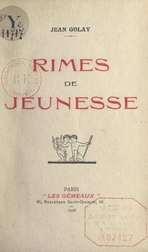 Rimes de jeunesse - Jean Golay - FeniXX réédition numérique