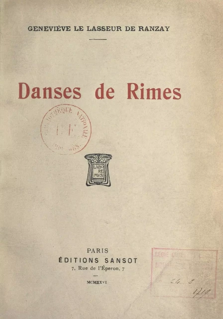 Danses de rimes - Geneviève Le Lasseur de Ranzay - FeniXX réédition numérique