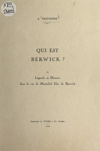 Qui est Berwick ? - Alfred Freydeire - FeniXX réédition numérique