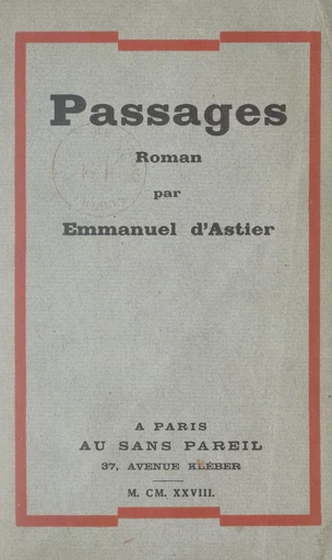 Passages - Emmanuel d'Astier - FeniXX réédition numérique