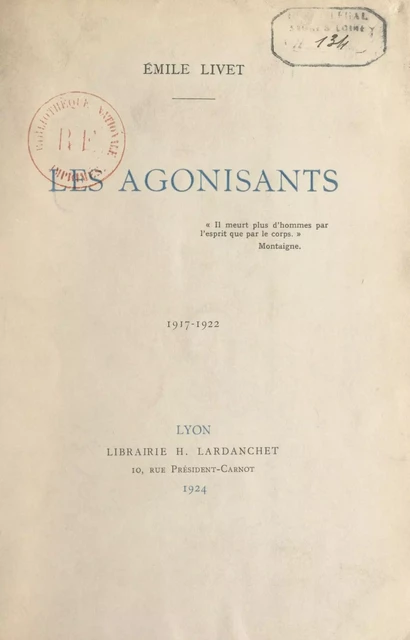 Les agonisants - Émile Livet - FeniXX réédition numérique