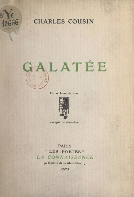 Galatée - Charles Cousin - FeniXX réédition numérique