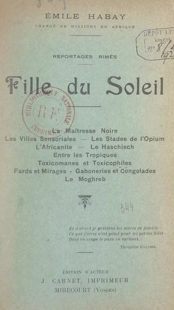 Reportages rimés. Fille du soleil - Émile Habay - FeniXX réédition numérique