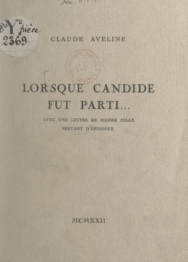 Lorsque Candide fut parti... - Claude Aveline - FeniXX réédition numérique