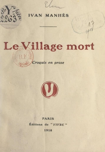 Le village mort - Ivan Manhès - FeniXX réédition numérique