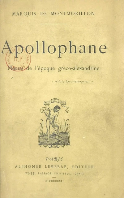 Apollophane - Ranulf de Montmorillon - FeniXX réédition numérique