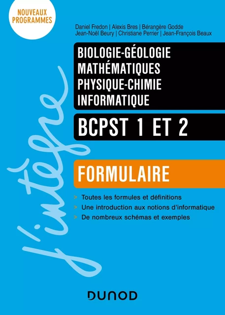 Formulaire BCPST 1 et 2 - Daniel Fredon, Alexis Brès, Bérangère Godde, Jean-Noël Beury - Dunod