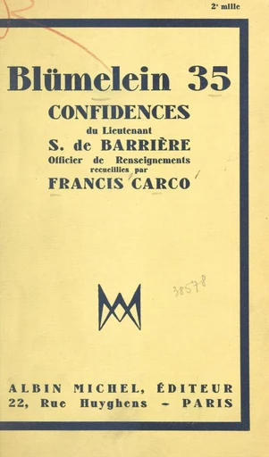 Blümelein 35 - S. de Barrière - FeniXX réédition numérique