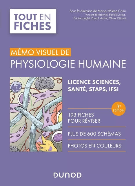 Mémo visuel de physiologie humaine - 3e éd. - Marie-Hélène Canu, Vincent Bérézowski, Patrick Duriez, Cécile Langlet, Pascal Mariot, Olivier Pétrault - Dunod