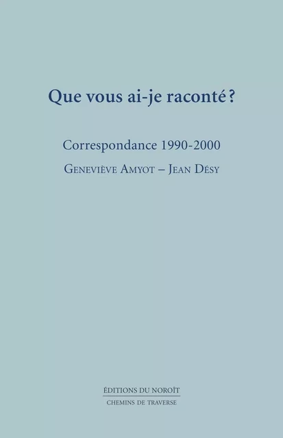 Que vous ai-je raconté ? - Geneviève Amyot, Jean Désy - Éditions du Noroît