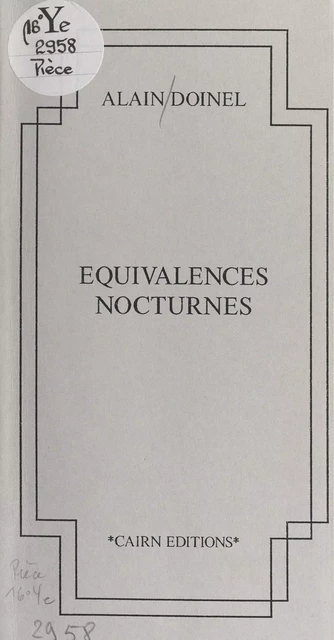 Équivalences nocturnes - Alain Doinel - FeniXX réédition numérique