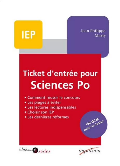 Ticket d'entrée pour Sciences Po - Jean-Philippe Marty - Editions Sedes