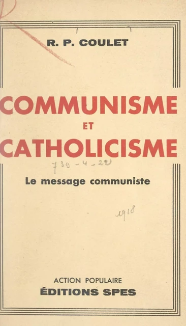 Communisme et catholicisme - Paul Coulet - FeniXX réédition numérique