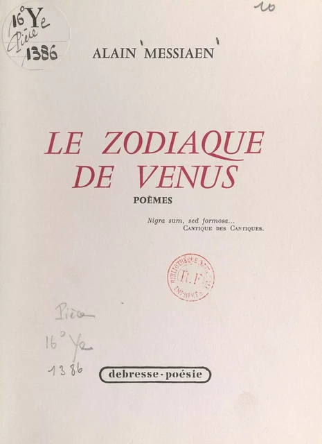 Le zodiaque de Vénus - Alain Messiaen - FeniXX réédition numérique