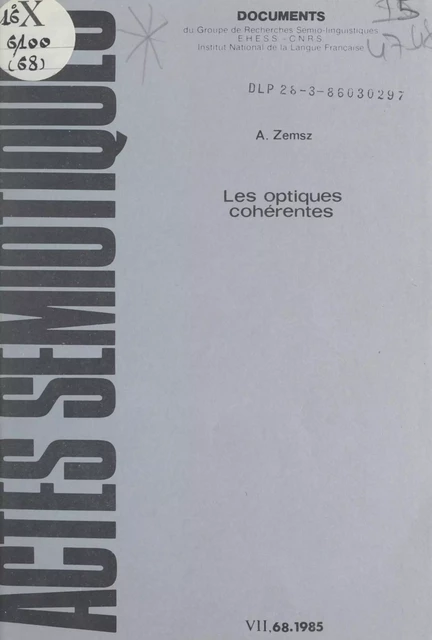 Les optiques cohérentes - Abraham Zemsz - FeniXX réédition numérique