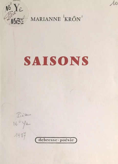 Saisons - Marianne Krôn - FeniXX réédition numérique