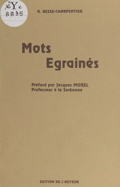 Mots égrainés - Germaine Besse-Charpentier - FeniXX réédition numérique