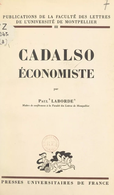 Cadalso économiste - Paul Laborde - FeniXX réédition numérique