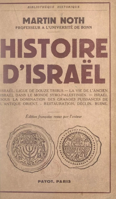 Histoire d'Israël - Martin Noth - FeniXX réédition numérique