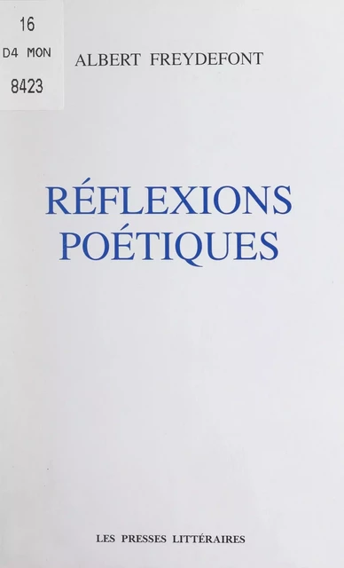 Réflexions poétiques - Albert Freydefont - FeniXX réédition numérique