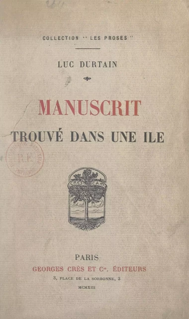 Manuscrit trouvé dans une île - Luc Durtain - FeniXX réédition numérique