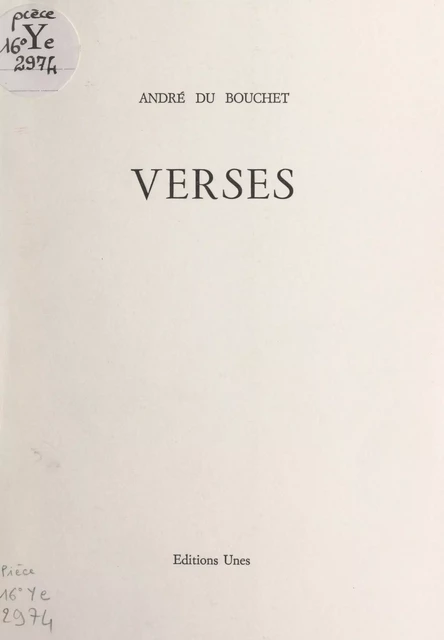 Verses - André Du Bouchet - FeniXX réédition numérique